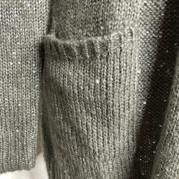 Michael Michael Kors gray sequin sparkle open mohair wool cardigan size Small - Picture 4 of 14